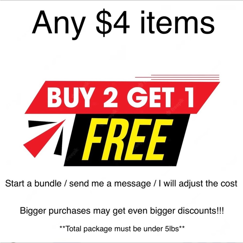 Buy 2 Get 1 free on $4 items